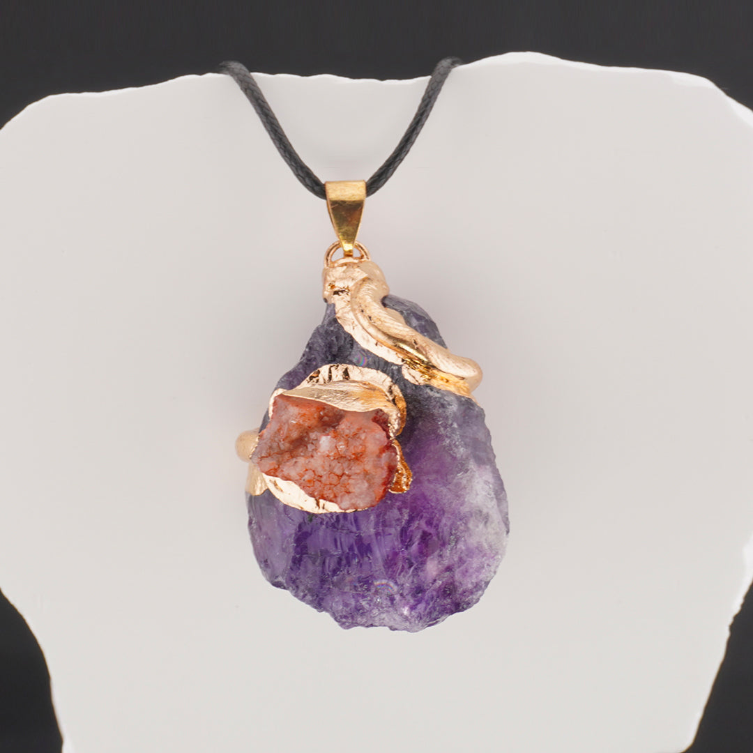 Amethyst Necklace with A Random Gemstone Attachment