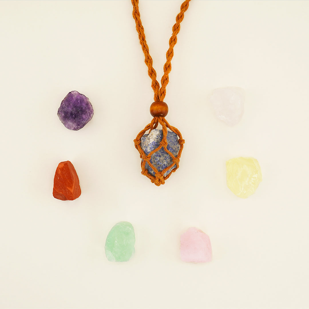 Natural GemStone with Hand-Woven Stone Holder