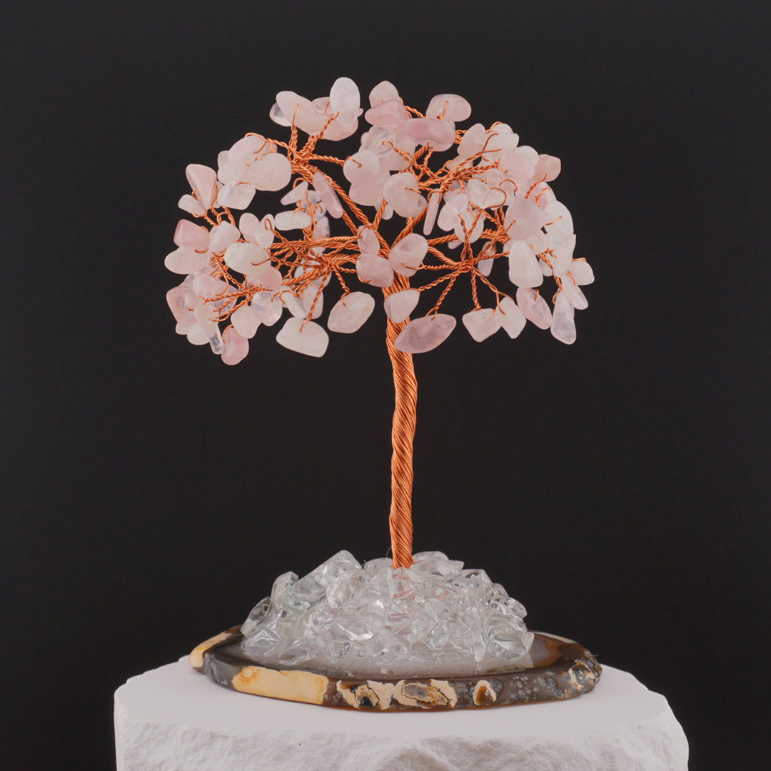 Rose Quartz Crystal Tree of Life - Small